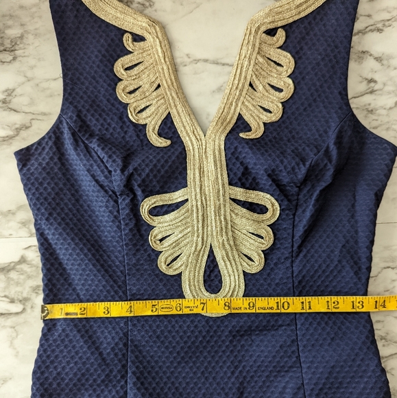Lilly Pulitzer Janice Navy Blue and Gold Shift Dress - Picture 5 of 9